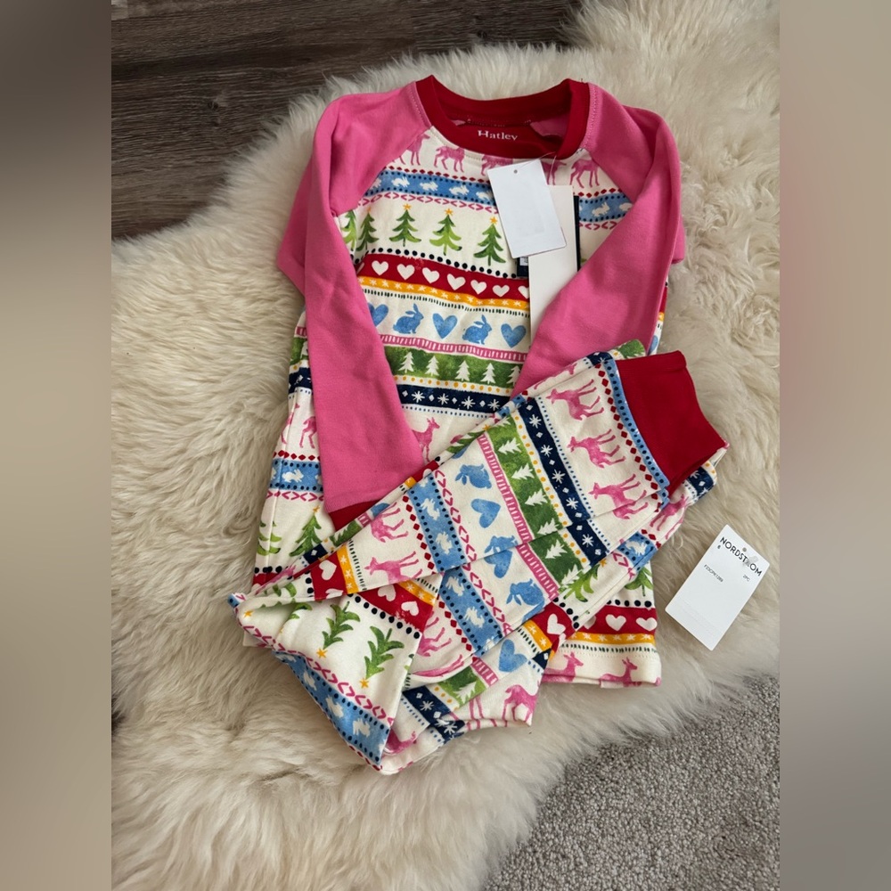 Hatley cream fair isle cotton raglan pajama set